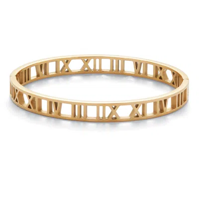 PALM BEACH JEWELRY ROMAN NUMERAL GOLD ION-PLATED STAINLESS STEEL BANGLE BRACELET