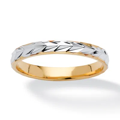 PALM BEACH JEWELRY TEXTURED GOLD-PLATED TWO-TONE WEDDING BAND