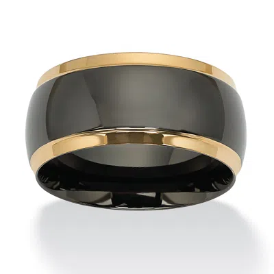 PALM BEACH JEWELRY WEDDING BAND IN BLACK AND GOLD ION-PLATED STAINLESS STEEL