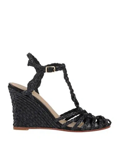 PALOMA BARCELÓ PALOMA BARCELÓ WOMAN ESPADRILLES BLACK SIZE 8 NATURAL RAFFIA