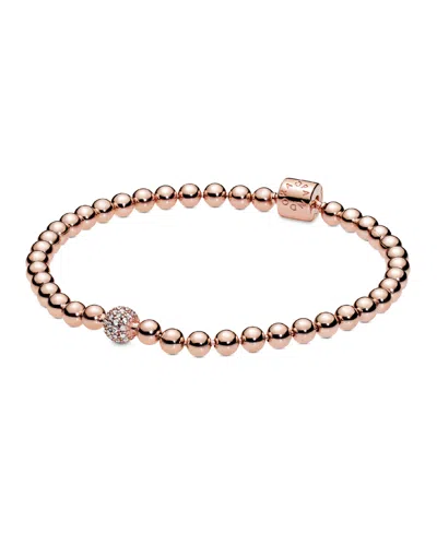 PANDORA CUBIC ZIRCONIA 14K ROSE GOLD-PLATED BEADS PAVE BRACELET