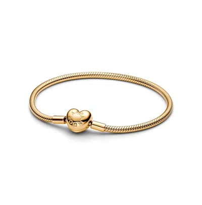 PANDORA GOLD-PLATED MOMENTS HEART CLASP SNAKE CHAIN BRACELET