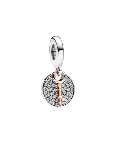 PANDORA PANDORA MOMENTS SILVER & 14K ROSE GOLD PLATED CZ DANGLE CHARM