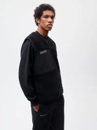 PANGAIA MENS RECYCLED WOOL FLEECE GILET — BLACK