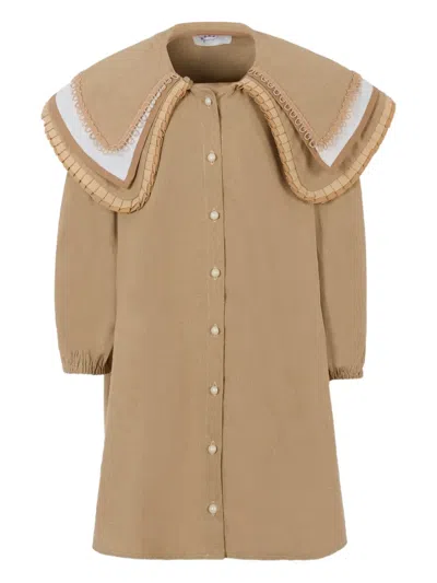 PANGOLINI PETER PAN-COLLAR RUFFLED DRESS