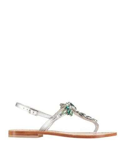 PAOLA FIORENZA PAOLA FIORENZA WOMAN THONG SANDAL SILVER SIZE 7 LEATHER