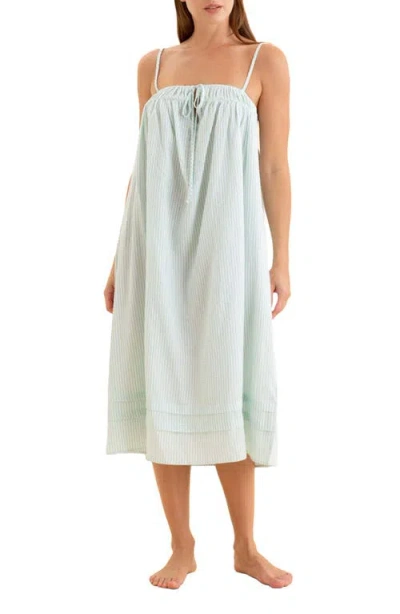 PAPINELLE PAPINELLE SABINE SEERSUCKER STRIPE COTTON BLEND NIGHTGOWN