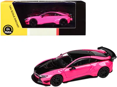 PARAGON BMW I8 LIBERTY WALK HOT PINK AND BLACK 1/64 DIECAST MODEL CAR BY PARAGON