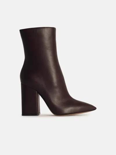 PARIS TEXAS 'ANJA' BROWN LEATHER ANKLE BOOTS