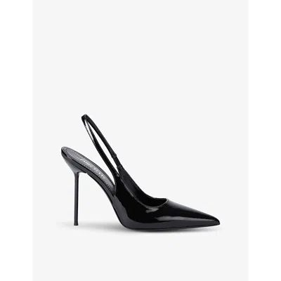 PARIS TEXAS WOMENS BLACK LIDIA SLING-BACK POINTED-TOE LEATHER HEELS EUR 40 / 7 UK