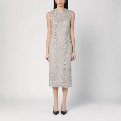 P.A.R.O.S.H P.A.R.O.S.H. LIGHT GREY LACE MIDI DRESS