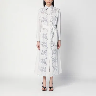 P.A.R.O.S.H P.A.R.O.S.H. LIGHT GREY SHIRT DRESS WITH EMBROIDERY