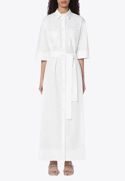 P.A.R.O.S.H MAXI SHIRT DRESS WITH FLORAL EMBROIDERY