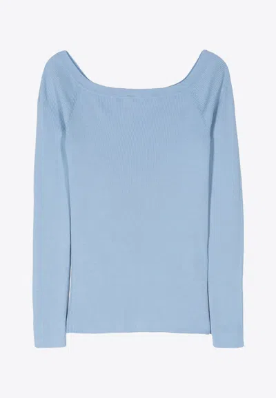 P.A.R.O.S.H OFF-SHOULDER FINE RIBBED SWEATER