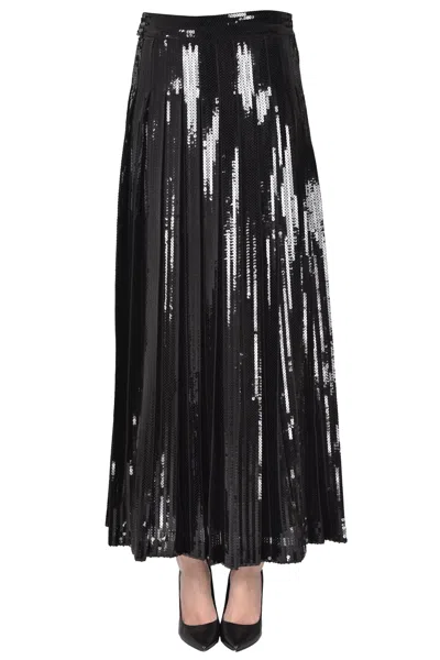 P.A.R.O.S.H SEQUINED PLEATED MIDI SKIRT