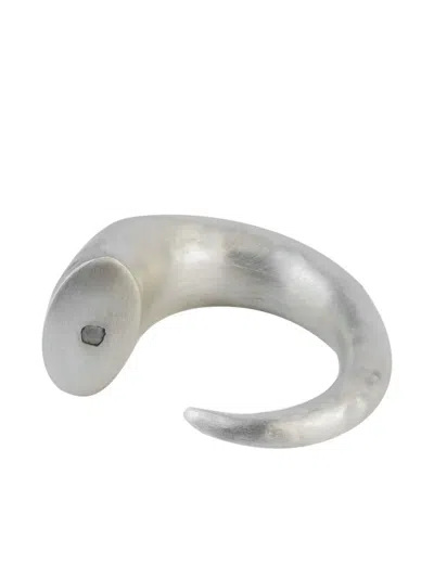 PARTS OF FOUR STERLING SILVER GIANT HORN DIAMOND BRACELET