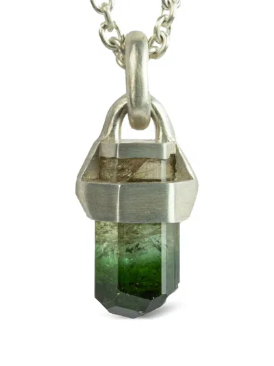 PARTS OF FOUR STERLING SILVER TALISMAN ELBAITE NECKLACE