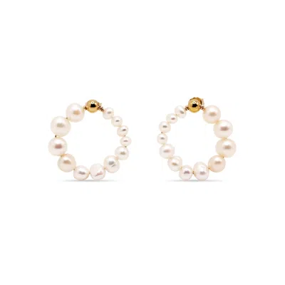 PAS DE MARQUE WOMEN'S GOLD / WHITE GOLD-FILLED FRESHWATER PEARL BEADED EARRINGS LA ROUE