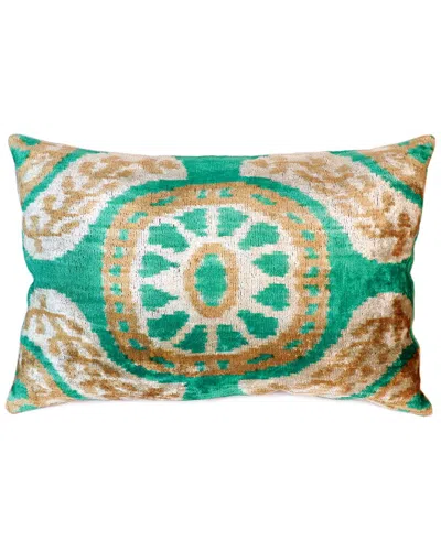 PASARGAD HOME PASARGAD HOME IKAT GREEN VELVET PILLOW