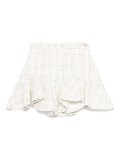 PATACHOU RUFFLED TWEED SKIRT