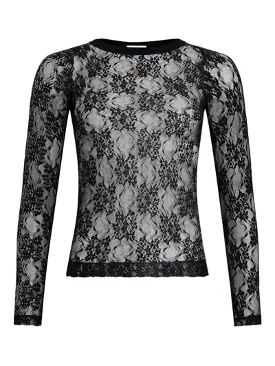 PATOU LACE-FLORAL LONG-SLEEVE TOP