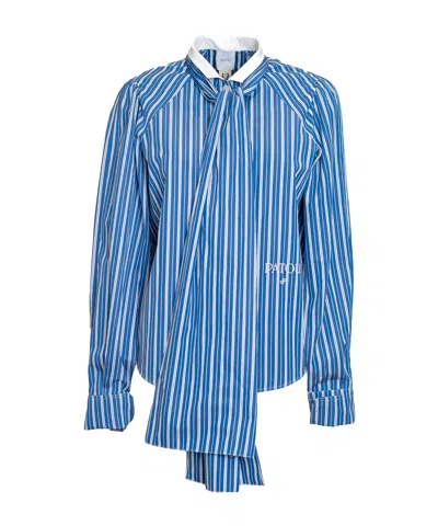 PATOU PUSSY-BOW STRIPED SILK SHIRT
