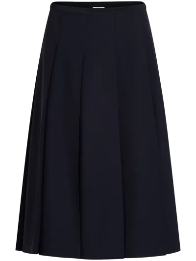 PATOU PLEATED TWILL MIDI SKIRT
