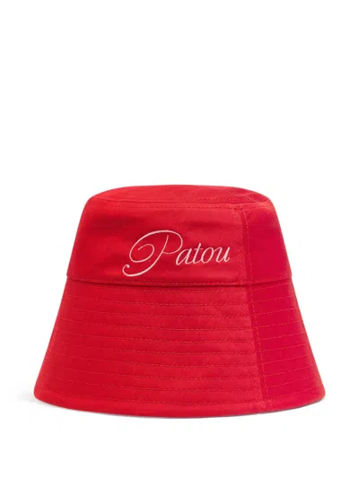 PATOU WOMEN RED LOGO BUCKET HAT, M LUXURY HATS FOR WOMEN DARVEYS