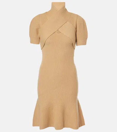 PATOU SCARF-DETAIL WOOL AND CASHMERE MINIDRESS