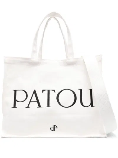 PATOU PATOU WHITE COTTON TOTE BAG