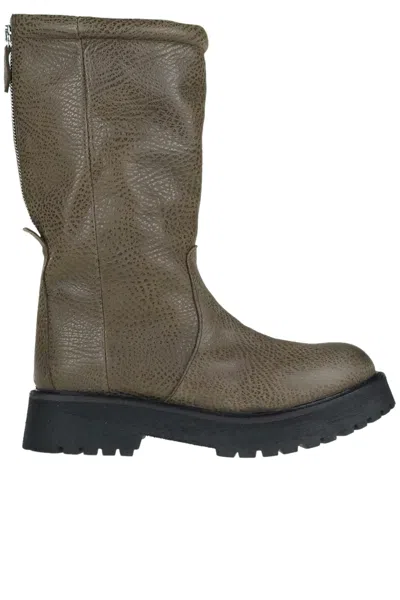 PATRIZIA BONFANTI GRAINY LEATHER BIKER BOOTS