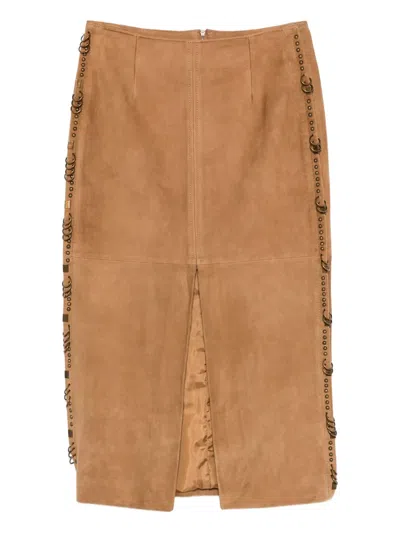 PATRIZIA PEPE SUEDE MIDI SKIRT