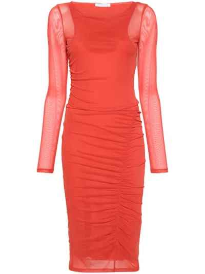 PATRIZIA PEPE TULLE LONG-SLEEVE MIDI DRESS