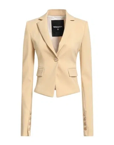 PATRIZIA PEPE PATRIZIA PEPE WOMAN BLAZER BEIGE SIZE 10 POLYESTER, ELASTANE