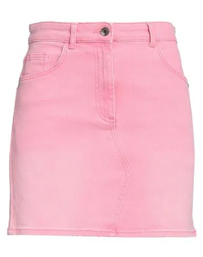 PATRIZIA PEPE PATRIZIA PEPE WOMAN DENIM SKIRT PINK SIZE 8 COTTON, ELASTANE