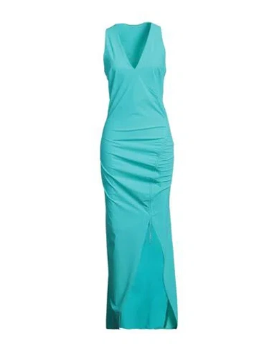 PATRIZIA PEPE PATRIZIA PEPE WOMAN MAXI DRESS TURQUOISE SIZE 2 POLYAMIDE, ELASTANE