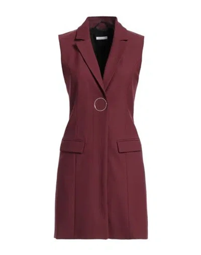 PATRIZIA PEPE PATRIZIA PEPE WOMAN MINI DRESS BURGUNDY SIZE 10 POLYESTER, VIRGIN WOOL, ELASTANE