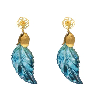 PAT’S JEWELRY WOMEN'S GOLD / BLUE CYCAD EARRINGS