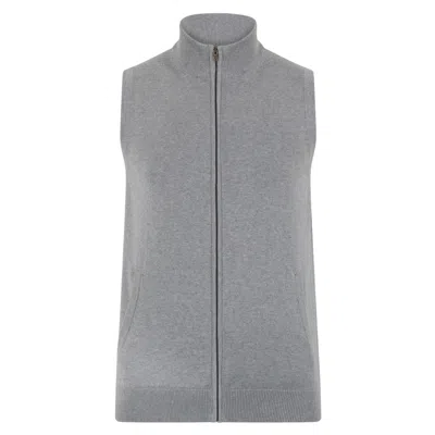 PAUL JAMES KNITWEAR MENS LIGHTWEIGHT COTTON ZIP THROUGH ANDREW GILET - ASH GREY