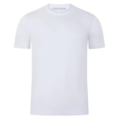 PAUL JAMES KNITWEAR MENS MIDWEIGHT JULIUS COTTON KNITTED T-SHIRT - WHITE