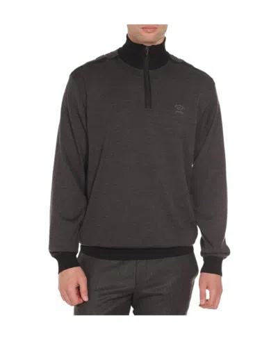 PAUL & SHARK DARK GRAY ZIPPER DETAIL PULLOVER
