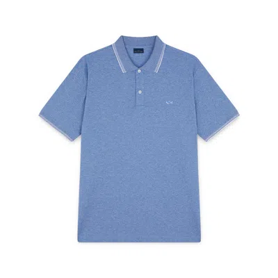 PAUL & SHARK JASPÉ PIQUÉ COTTON POLO WITH STRIPED TRIMS