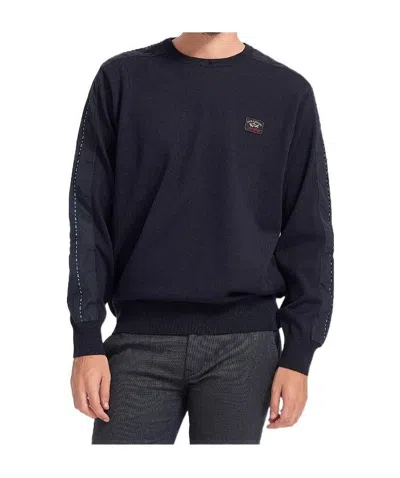 PAUL & SHARK NAVY BLUE ROUND-NECK LOGO PULLOVER