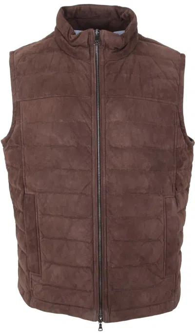 PAUL & SHARK PAUL & SHARK YACHTING MEN'S LEATHER DOWN WAISTCOAT VEST JACKET L AQUA LEATHER
