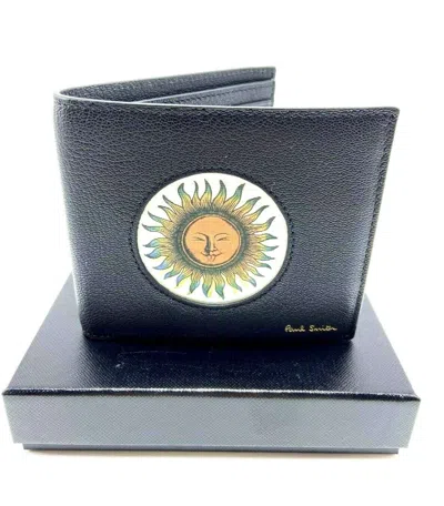 PAUL SMITH $225 PAUL SMITH PSYCHEDELIC SUN HOLOGRAM BLACK MENS WALLET