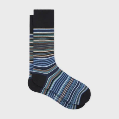 PAUL SMITH BLACK COTTON-BLEND STRIPE SOCKS
