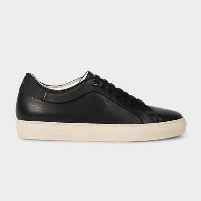 PAUL SMITH BLACK LEATHER 'BASSO' TRAINERS WITH CREAM SOLES