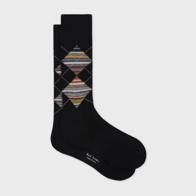 PAUL SMITH BLACK 'SIGNATURE STRIPE' ARGYLE SOCKS