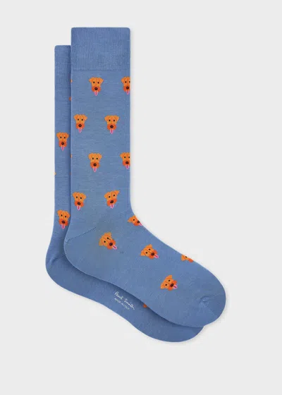 PAUL SMITH BLUE COTTON-BLEND DOG SOCKS