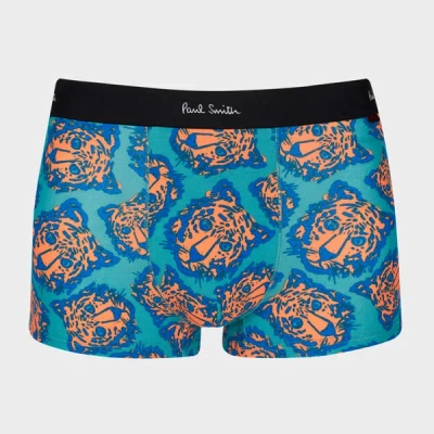 PAUL SMITH BLUE 'TIGER' PRINT BOXER BRIEFS GREEN